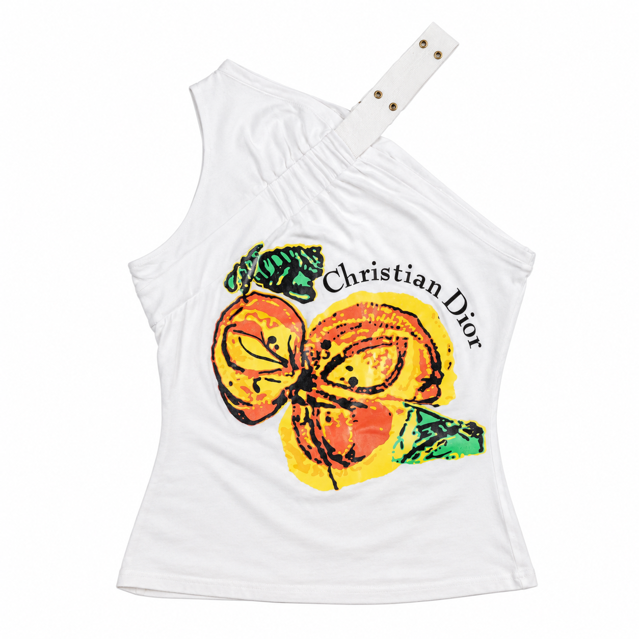 Christian Dior Boutique Fruit Graphic One-Shoulder Top