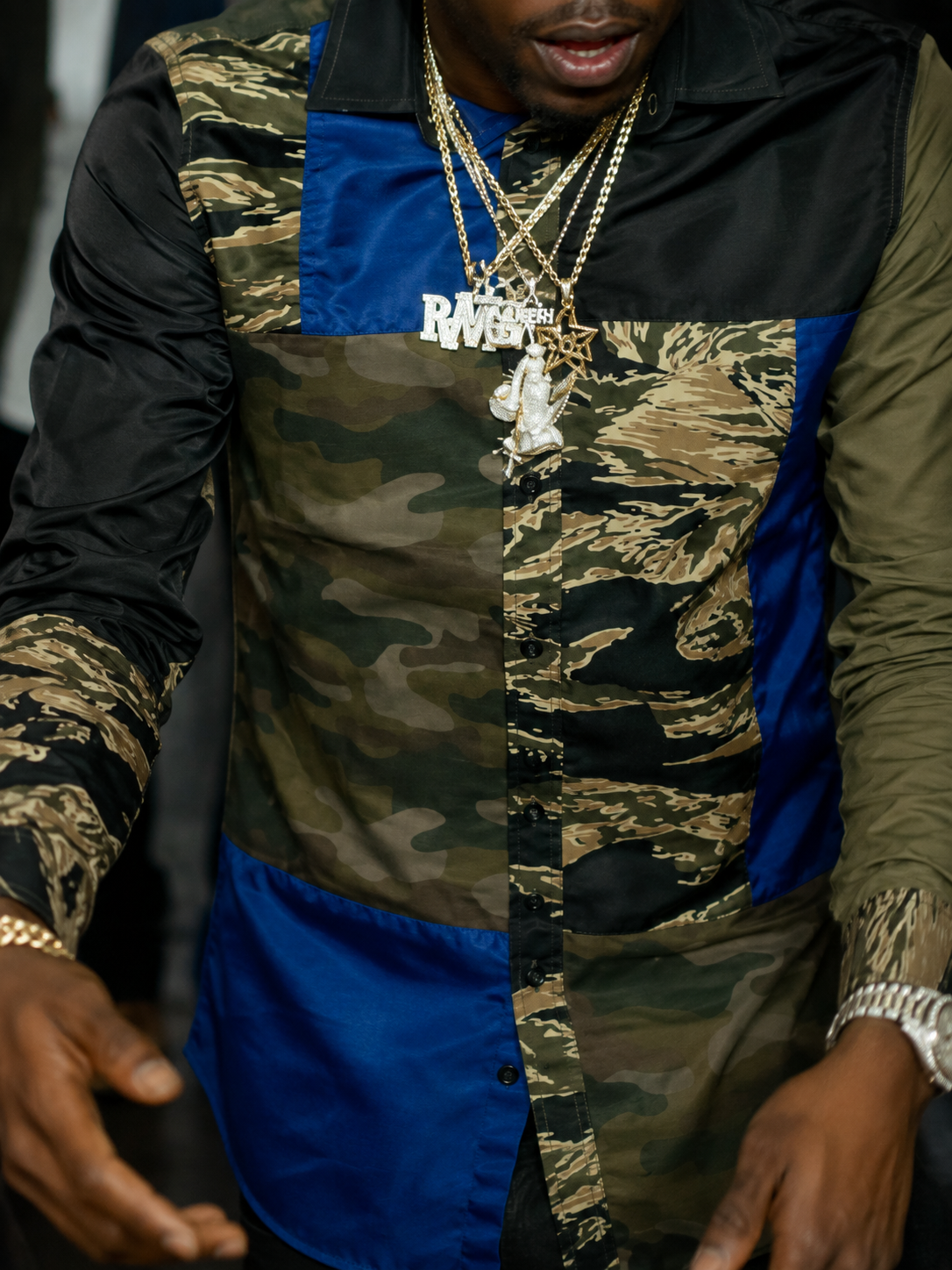 Diesel Patchwork Camo Colorblock Shirt