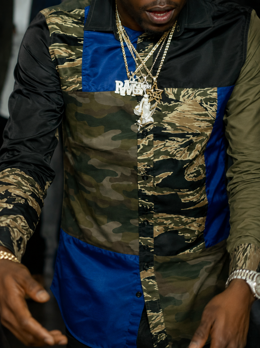 Diesel Patchwork Camo Colorblock Shirt