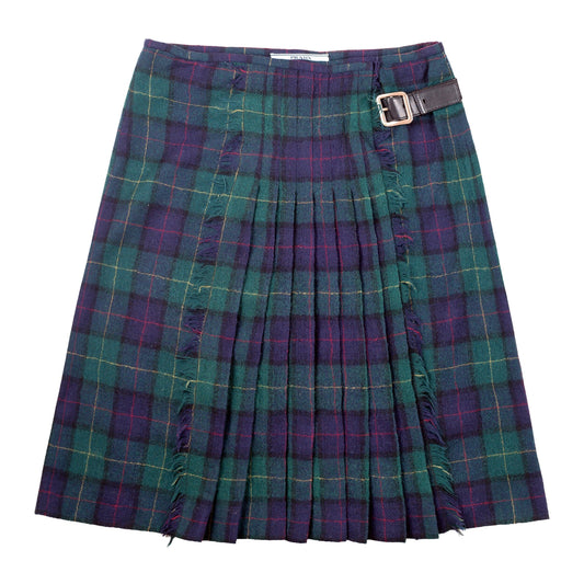 Prada Wool Tartan Plaid Knee Length Skirt