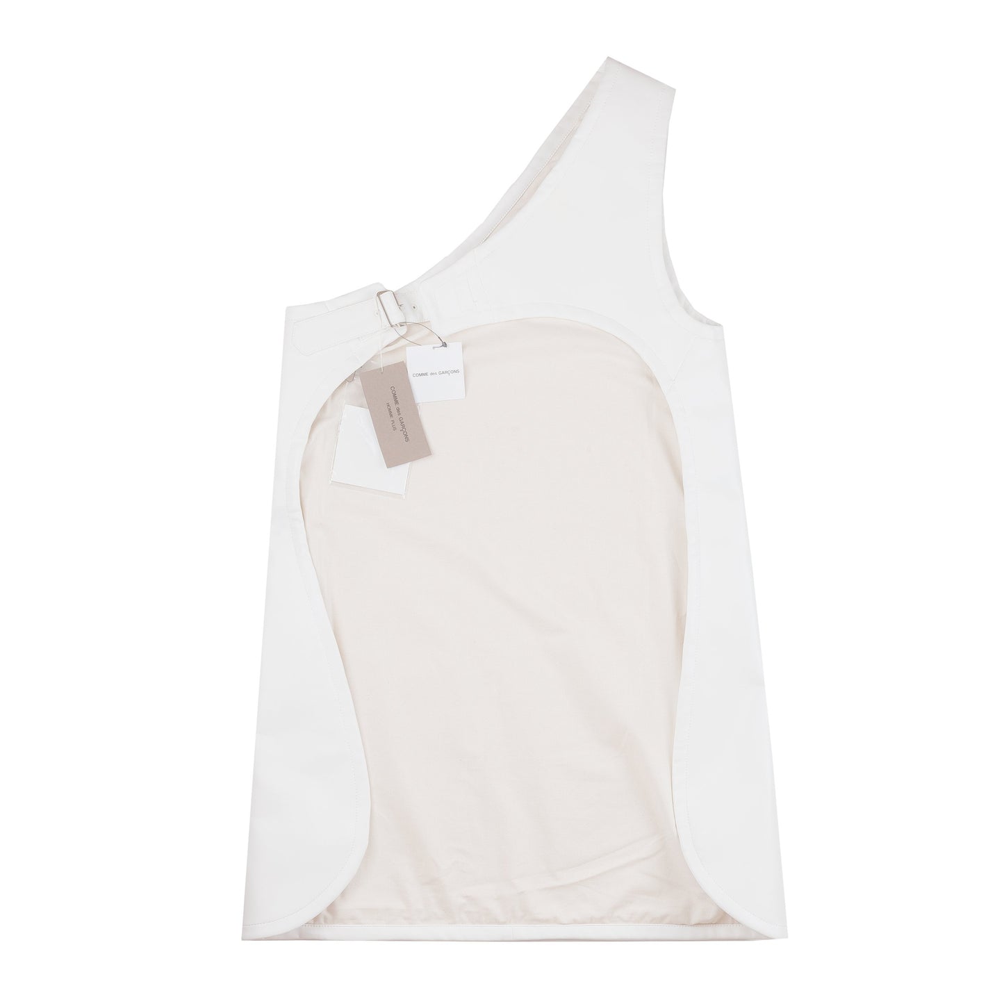 Comme Des Garçons Homme Plus One-Shoulder White Apron Layer