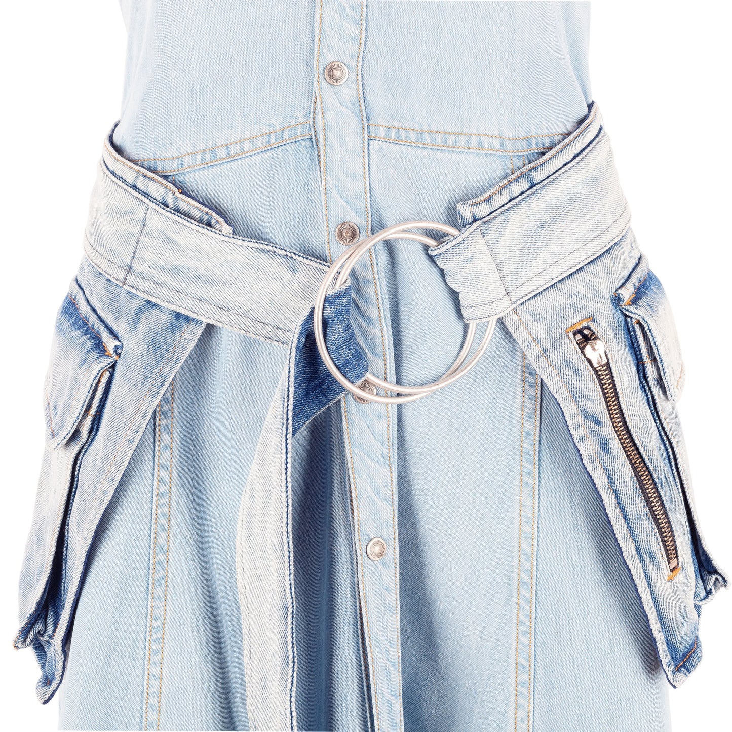 Diesel Halterneck Belted Denim Maxi Dress