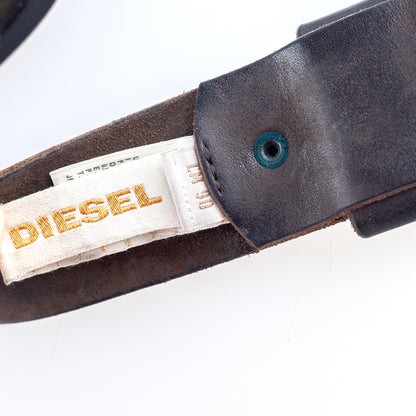 Diesel Brown Metal Letters Vintage Leather Belt (90 cm)