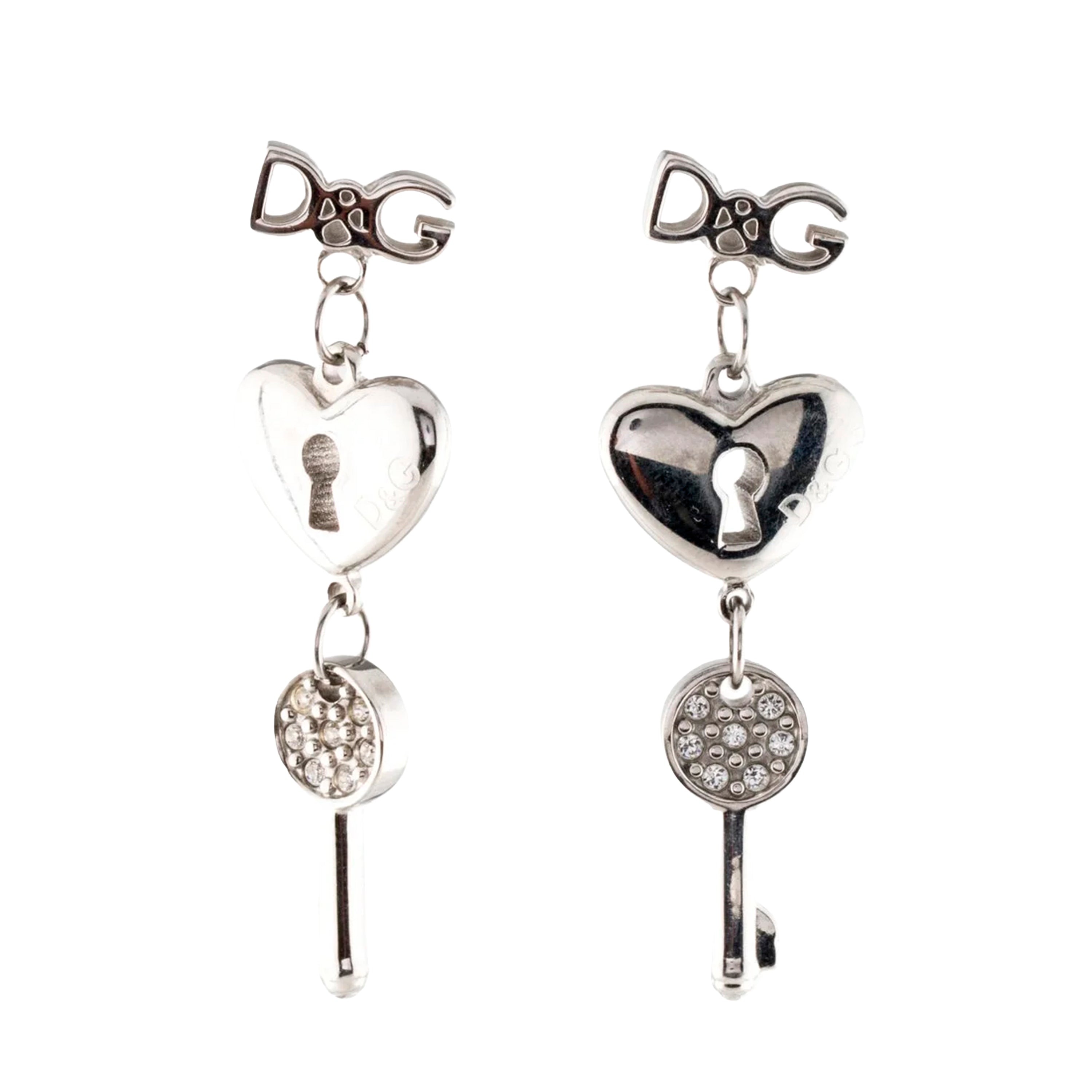 Dolce & Gabbana Lock & Key Heart Drop Earrings