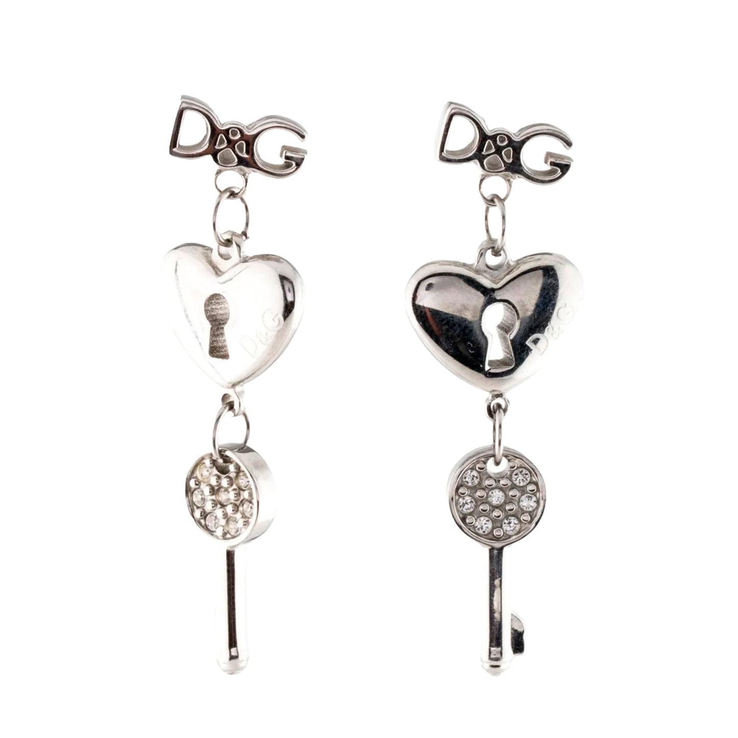 Dolce & Gabbana Lock & Key Heart Drop Earrings