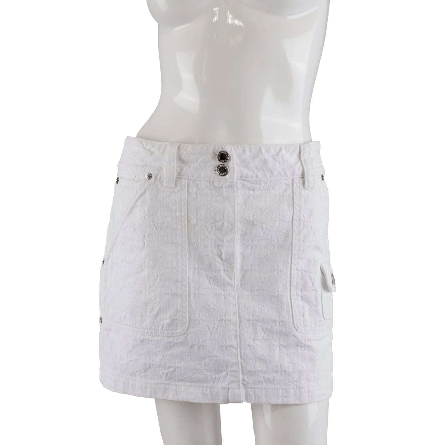Louis Vuitton LV Vintage White Monogram Mini Cargo Skirt