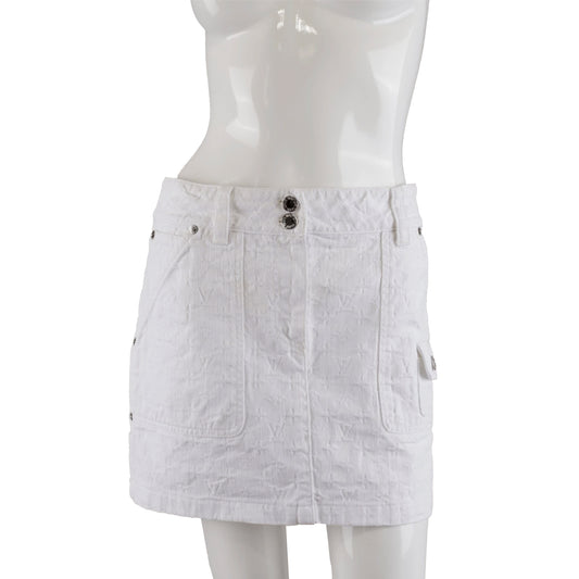 Louis Vuitton LV Vintage White Monogram Mini Cargo Skirt