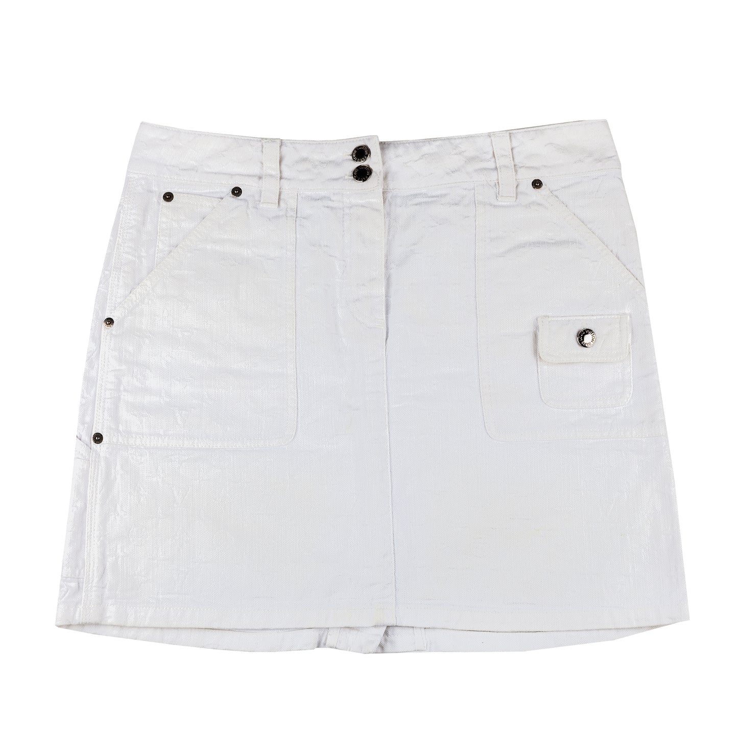 Louis Vuitton LV Vintage White Monogram Mini Cargo Skirt