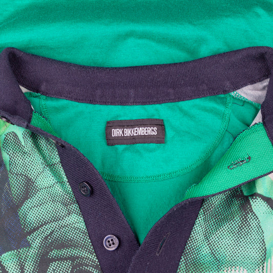 Dirk Bikkembergs Vintage Green Flower Polo Shirt Top