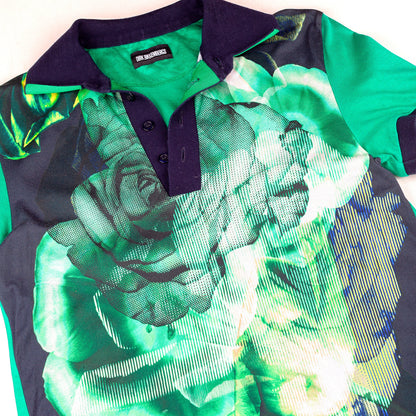 Dirk Bikkembergs Vintage Green Flower Polo Shirt Top  