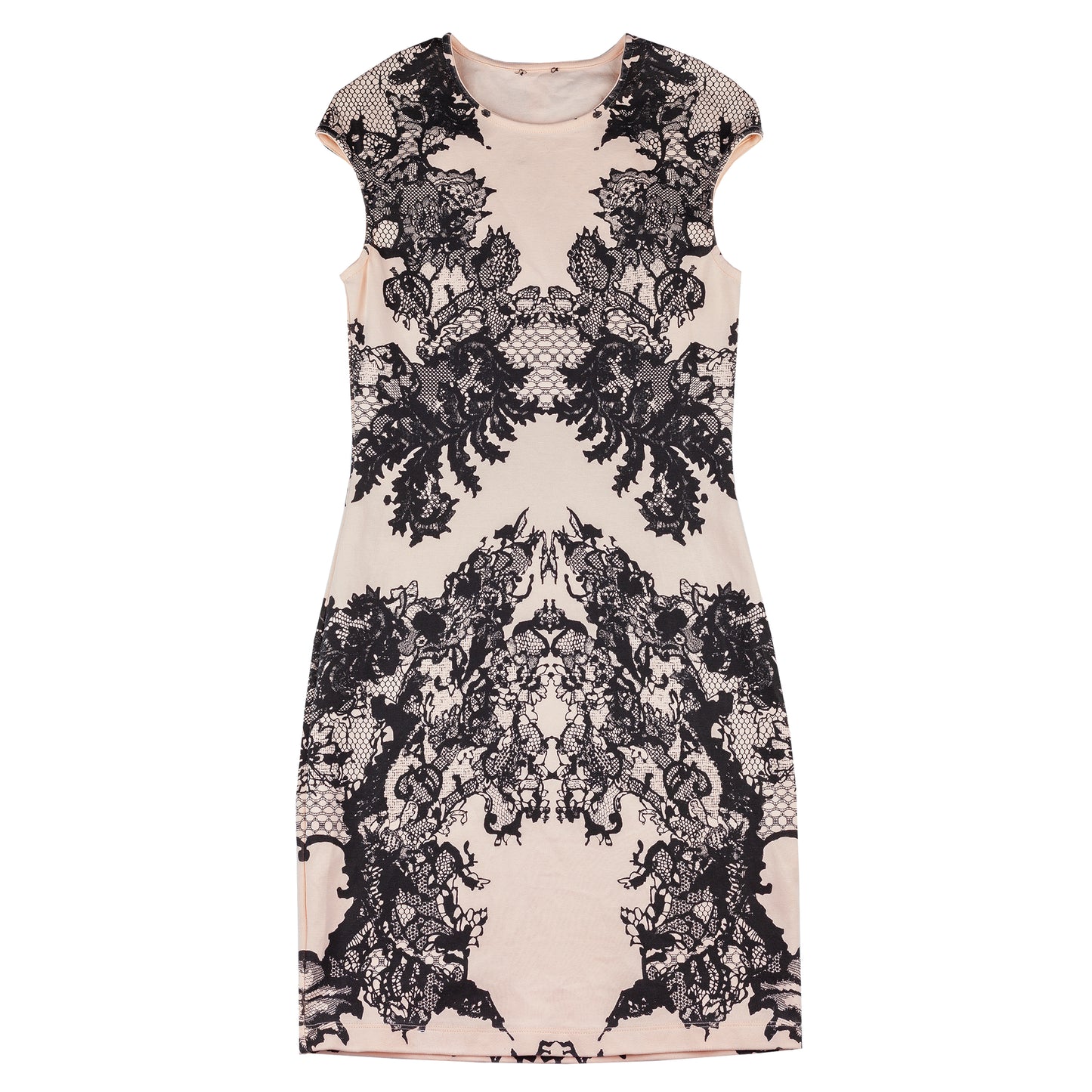 McQ By Alexander McQueen Peach Lace Print Bodycon Dress
