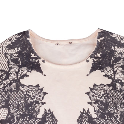 McQ By Alexander McQueen Peach Lace Print Bodycon Dress  