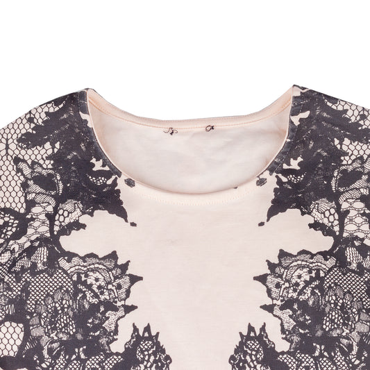 McQ By Alexander McQueen Peach Lace Print Bodycon Dress