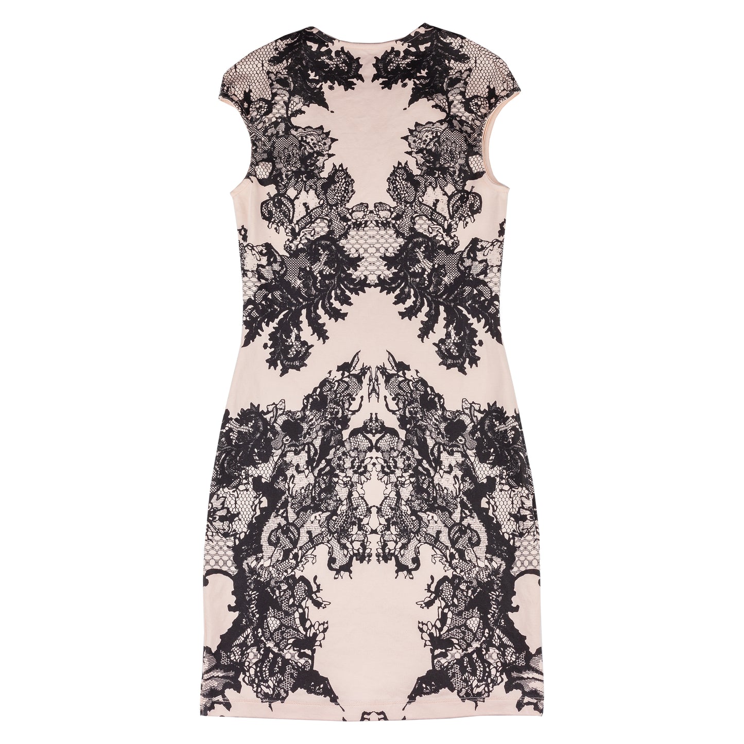 McQ By Alexander McQueen Peach Lace Print Bodycon Dress