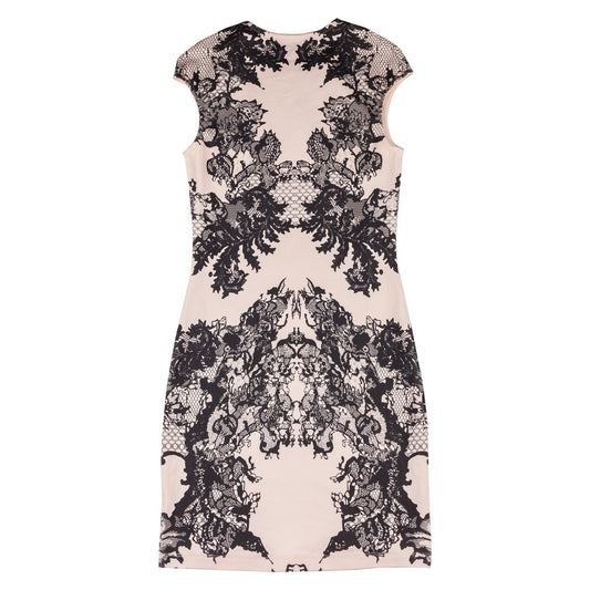 McQ By Alexander McQueen Peach Lace Print Bodycon Dress