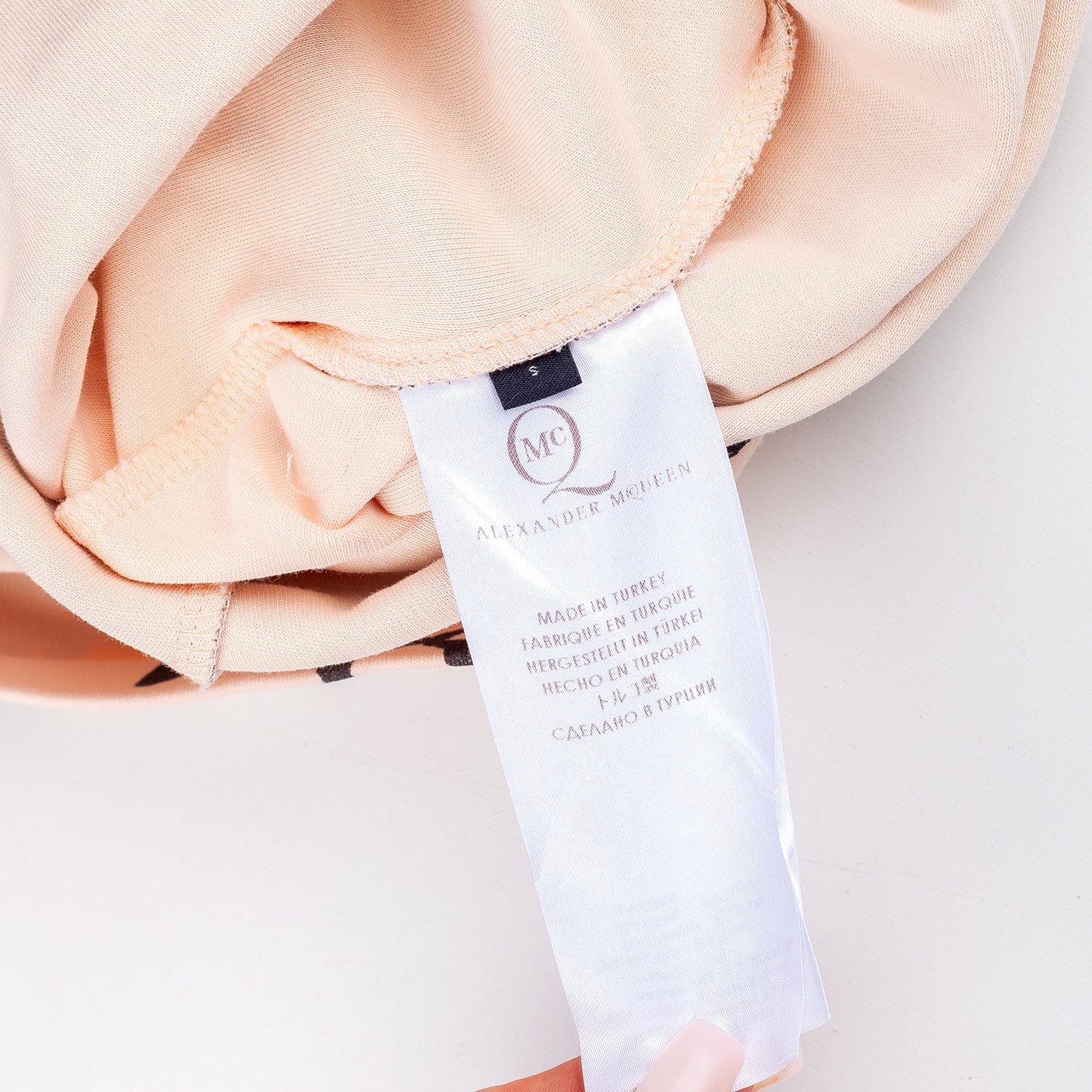 McQ By Alexander McQueen Peach Lace Print Bodycon Dress