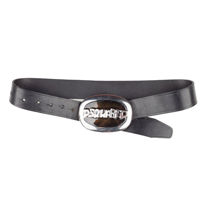 DSQUARED2 Vintage Black Leather Metallic Belt  