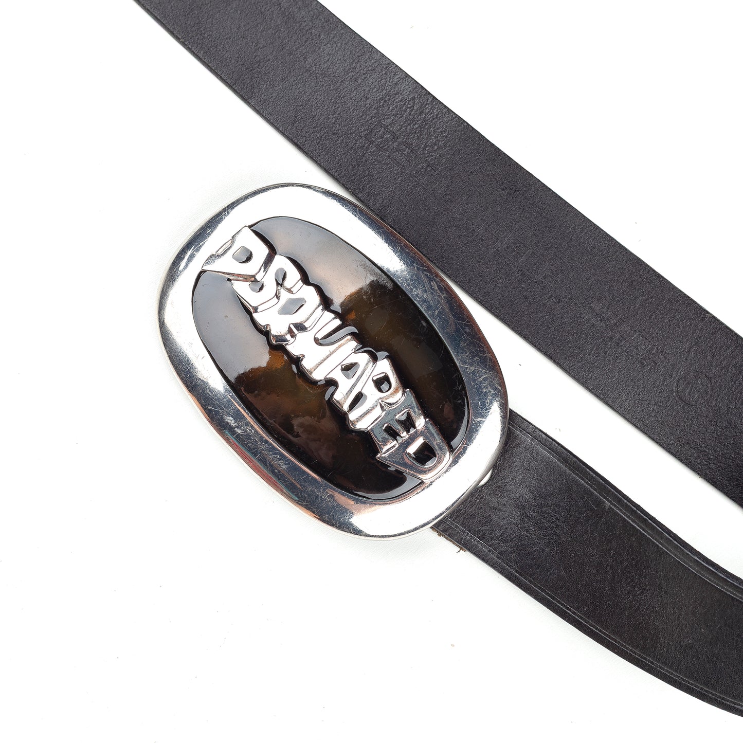 DSQUARED2 Vintage Black Leather Metallic Belt