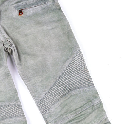 Balmain Paris Washed Military Green Biker Skinny Jeans  