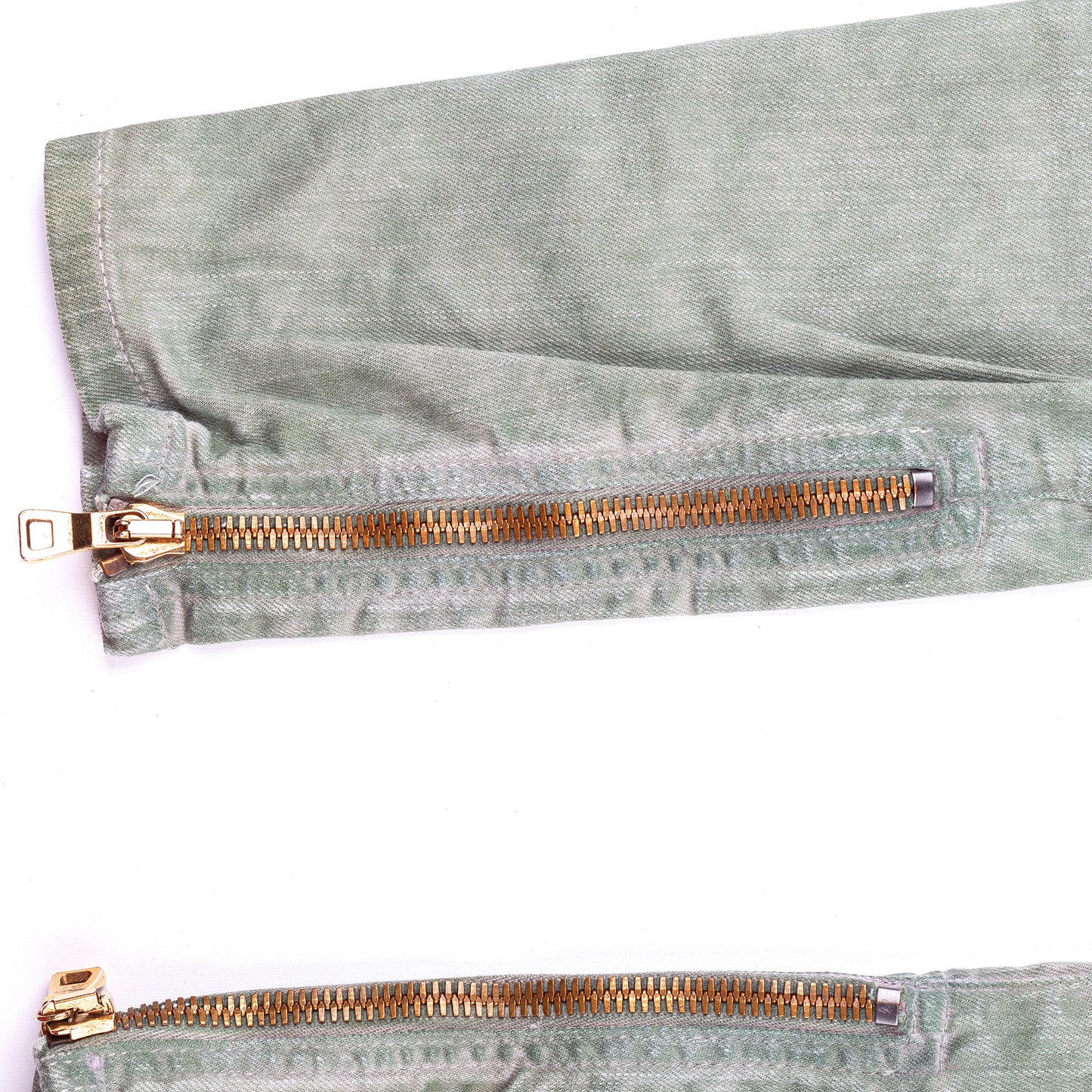 Balmain Paris Washed Military Green Biker Skinny Jeans