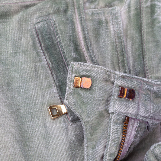 Balmain Paris Washed Military Green Biker Skinny Jeans