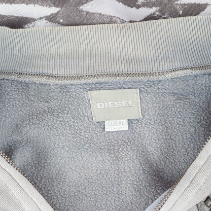 Diesel Zip Up Gray Checkered Hooded Jacket  