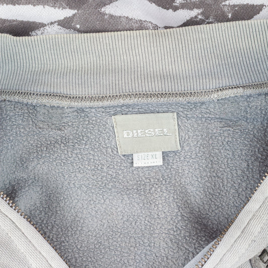 Diesel Zip Up Gray Checkered Hooded Jacket