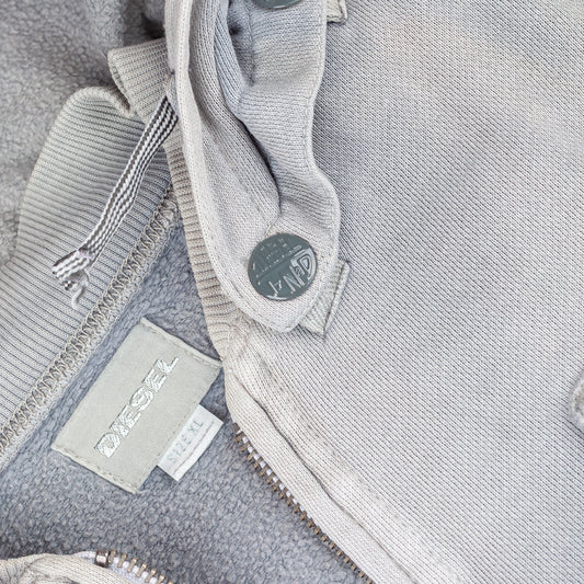 Diesel Zip Up Gray Checkered Hooded Jacket