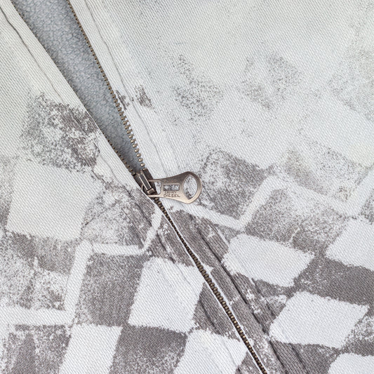 Diesel Zip Up Gray Checkered Hooded Jacket