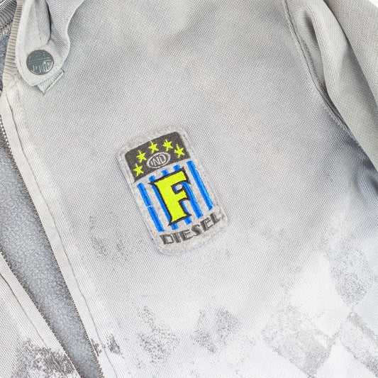 Diesel Zip Up Gray Checkered Hooded Jacket