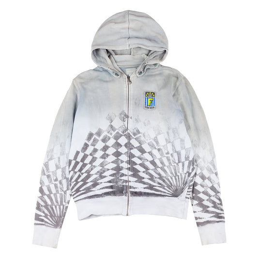 Diesel Zip Up Gray Checkered Hooded Jacket