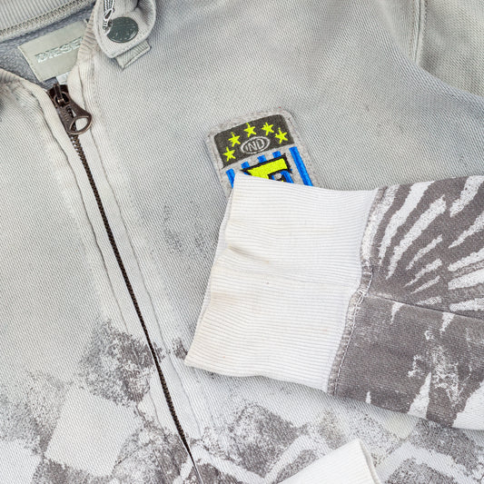 Diesel Zip Up Gray Checkered Hooded Jacket