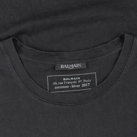 Balmain Paris 2017 AW "BALMAIN LIFE" Black T-Shirt