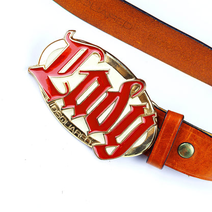 DSQUARED2 Vintage "Lady" Brown Leather Metallic Belt  