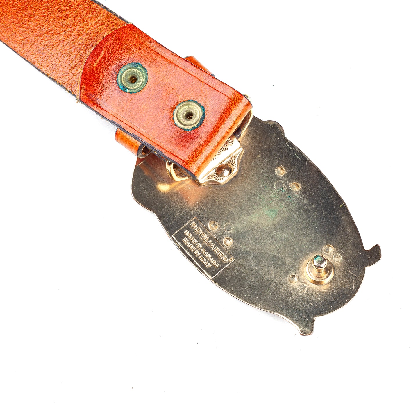 DSQUARED2 Vintage "Lady" Brown Leather Metallic Belt