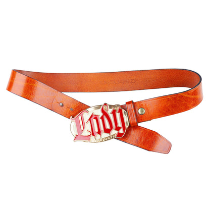 DSQUARED2 Vintage "Lady" Brown Leather Metallic Belt  