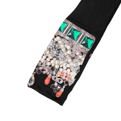 Just Cavalli Vintage One Shoulder Long Sleeve Jewelry Top  