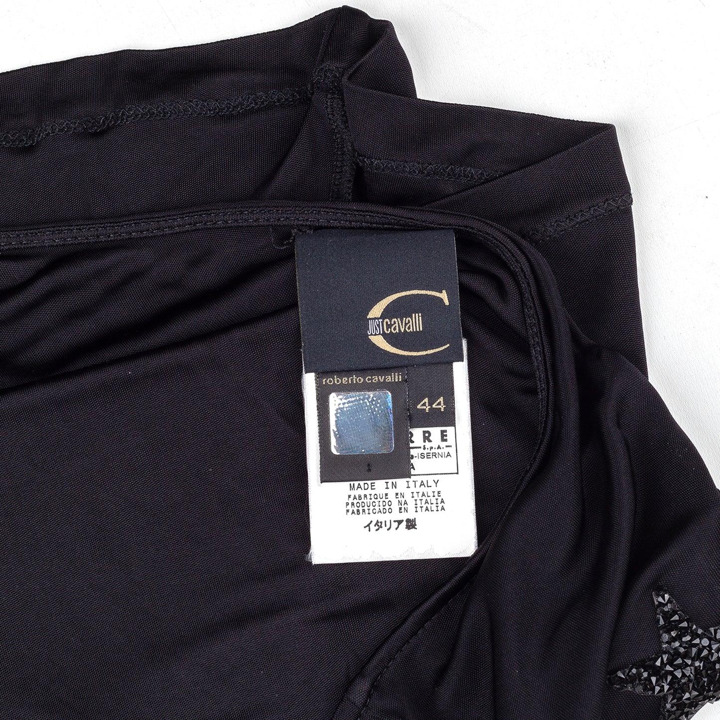 Just Cavalli Vintage One Shoulder Long Sleeve Jewelry Top