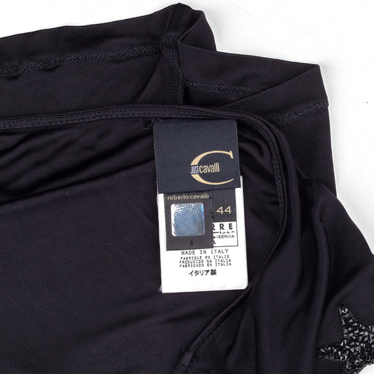 Just Cavalli Vintage One Shoulder Long Sleeve Jewelry Top