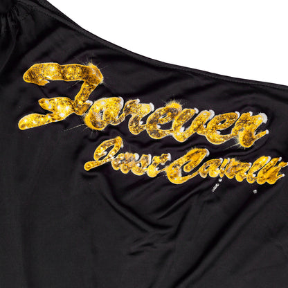 Just Cavalli Vintage One Shoulder Long Sleeve Jewelry Top  
