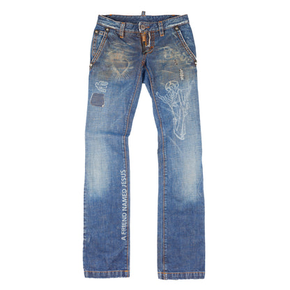 DSQUARED2 FW2005 Vintage "A Friend Named Jesus" Skinny Jeans  