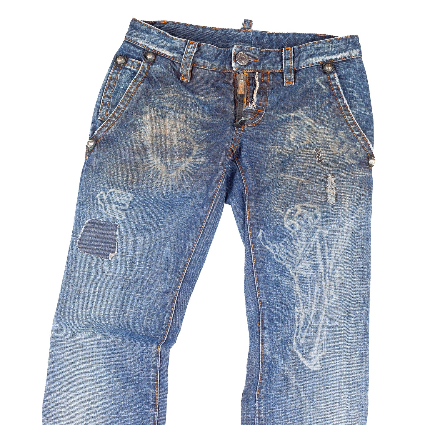 DSQUARED2 FW2005 Vintage Jesus Lord Peace Skinny Jeans