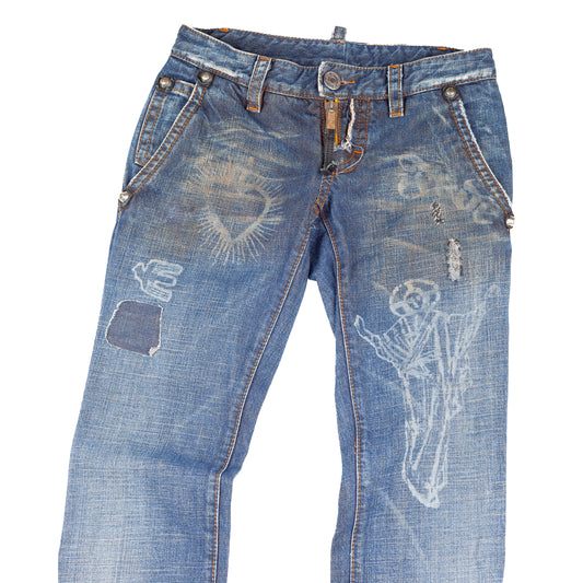 DSQUARED2 FW2005 Vintage Jesus Lord Peace Skinny Jeans