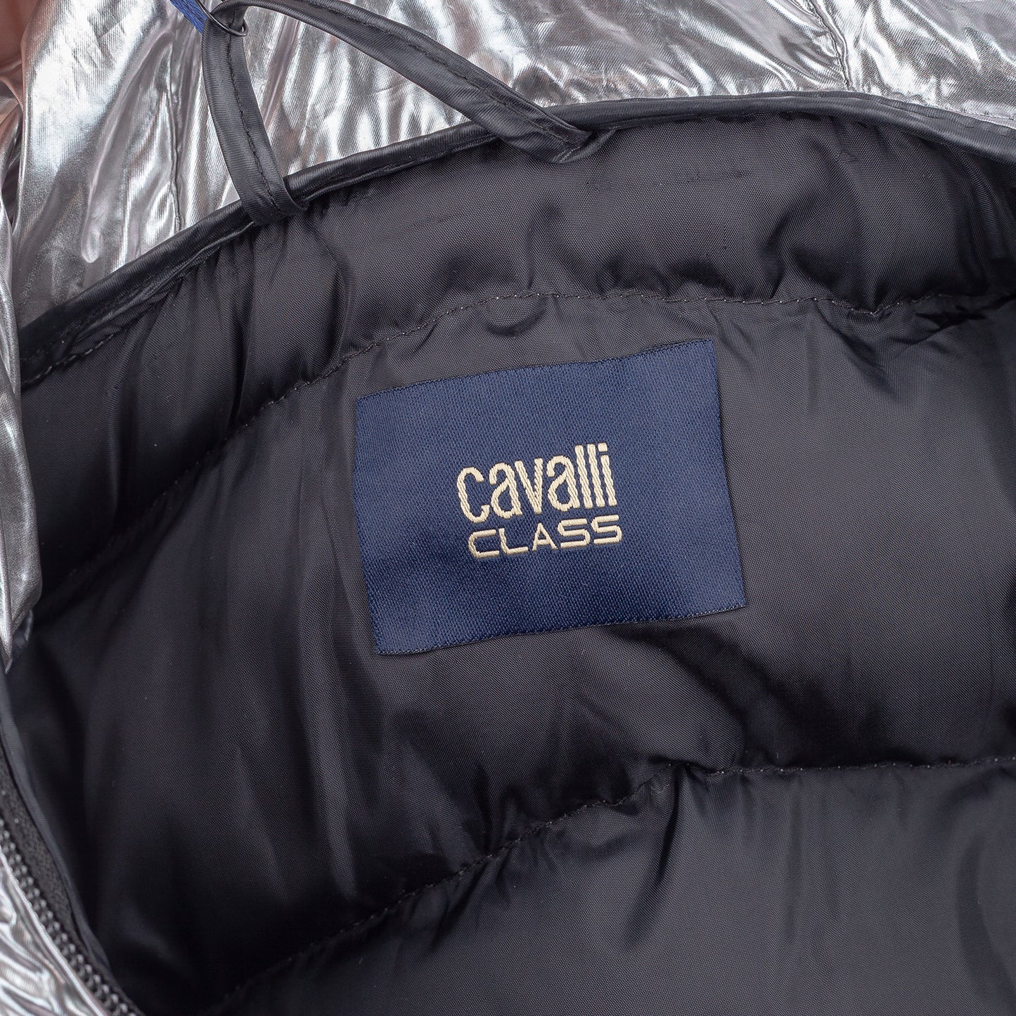 Roberto Cavalli CLASS Metallic Silver Insulated Puffer Jacket