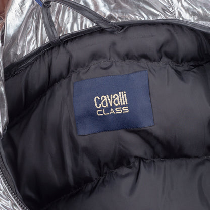 Roberto Cavalli CLASS Metallic Silver Insulated Puffer Jacket  