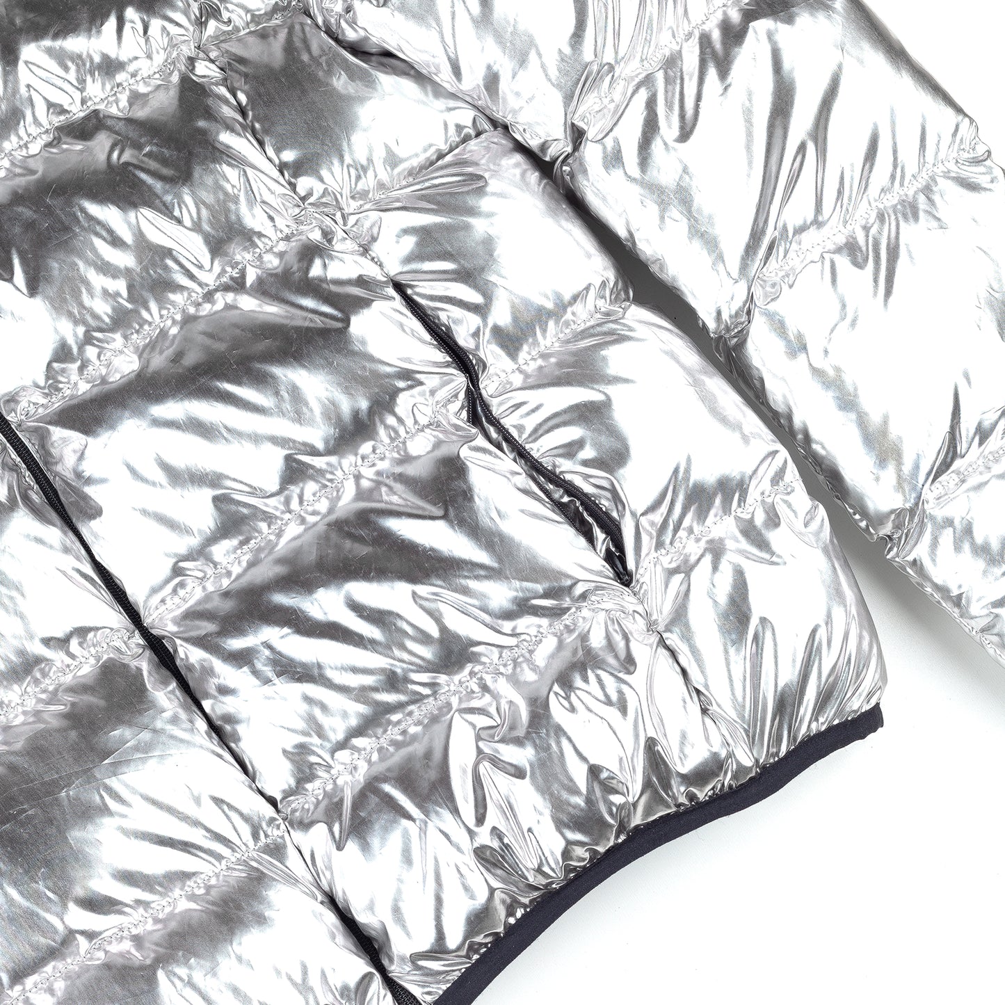 Roberto Cavalli CLASS Metallic Silver Insulated Puffer Jacket