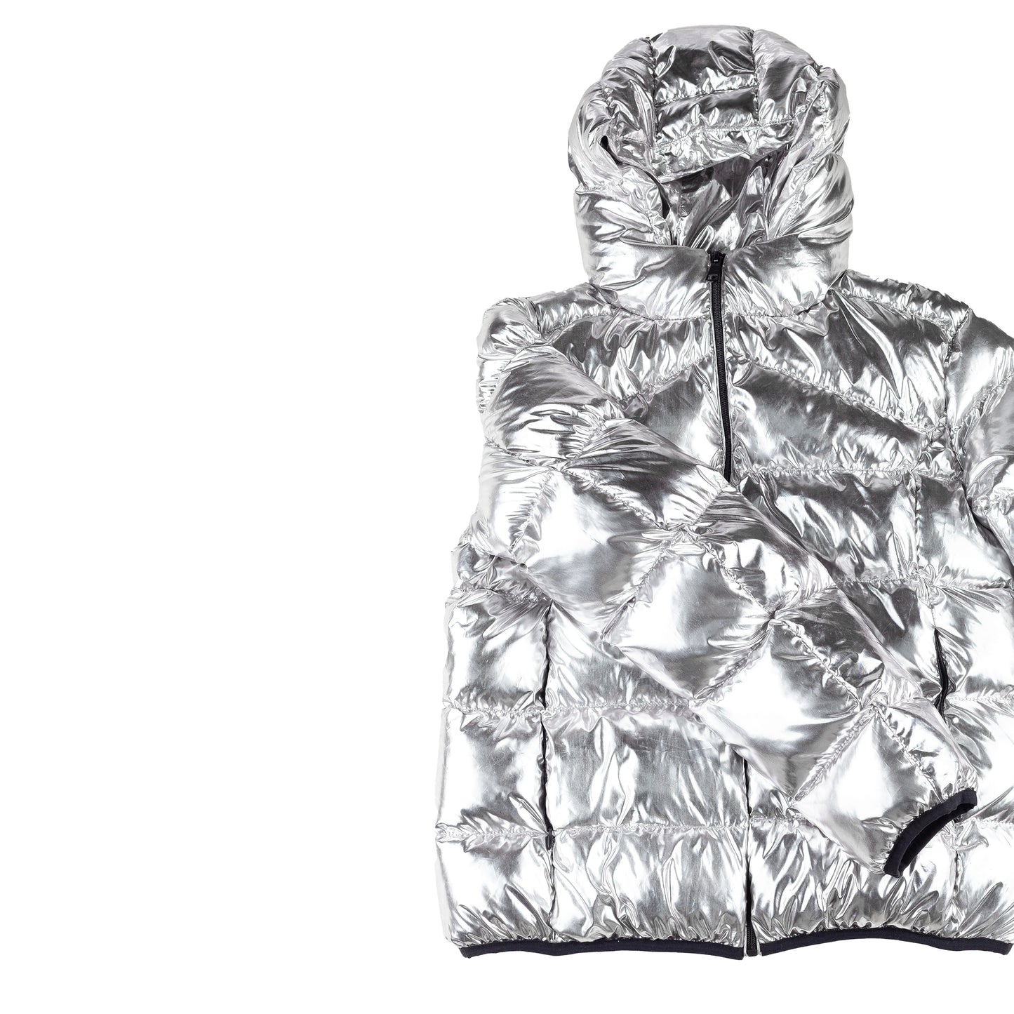 Roberto Cavalli CLASS Metallic Silver Insulated Puffer Jacket