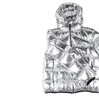 Roberto Cavalli CLASS Metallic Silver Insulated Puffer Jacket  