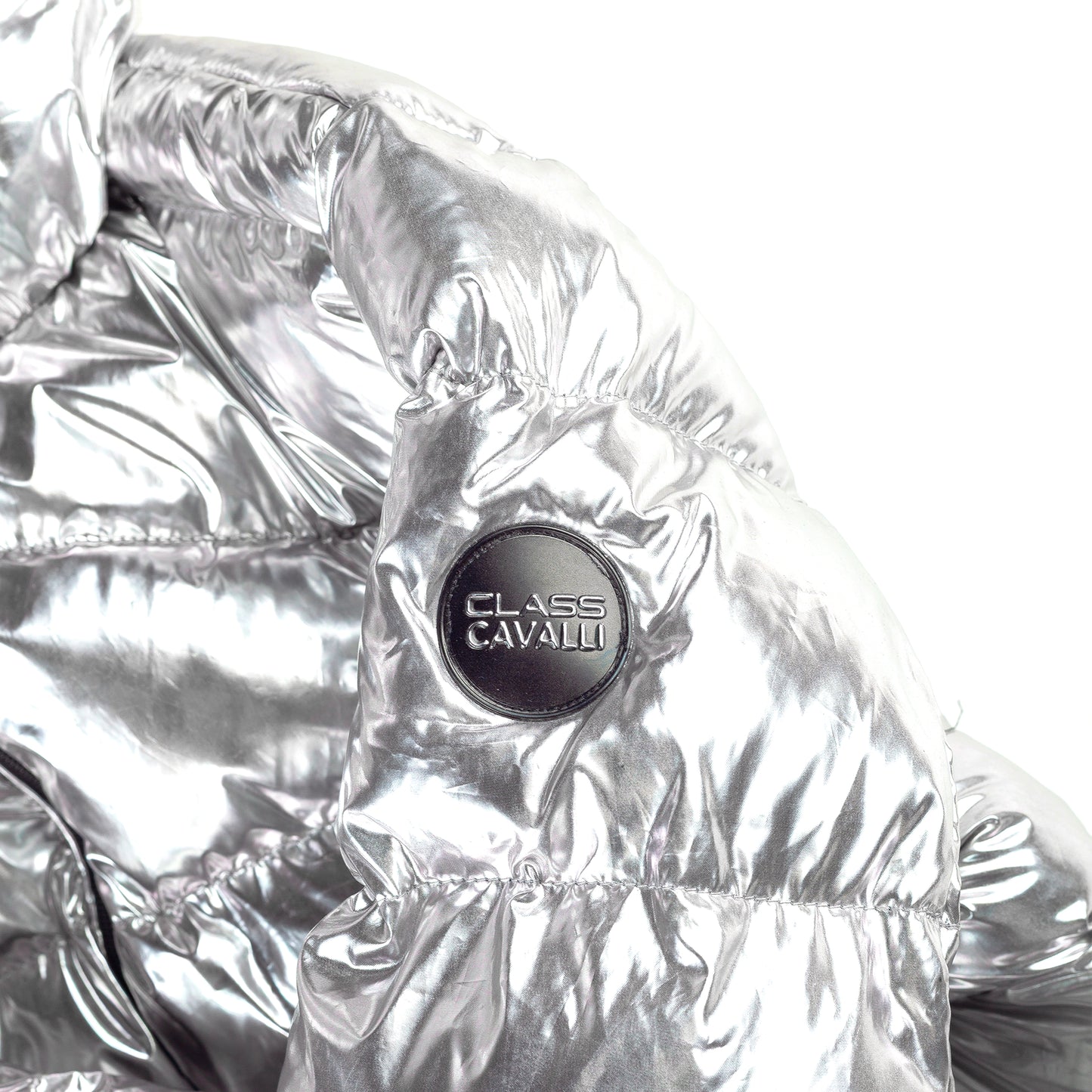 Roberto Cavalli CLASS Metallic Silver Insulated Puffer Jacket