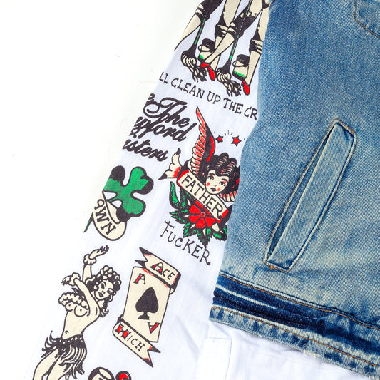 DSQUARED2 Tattoo Print Detachable Jacket with Denim Vest